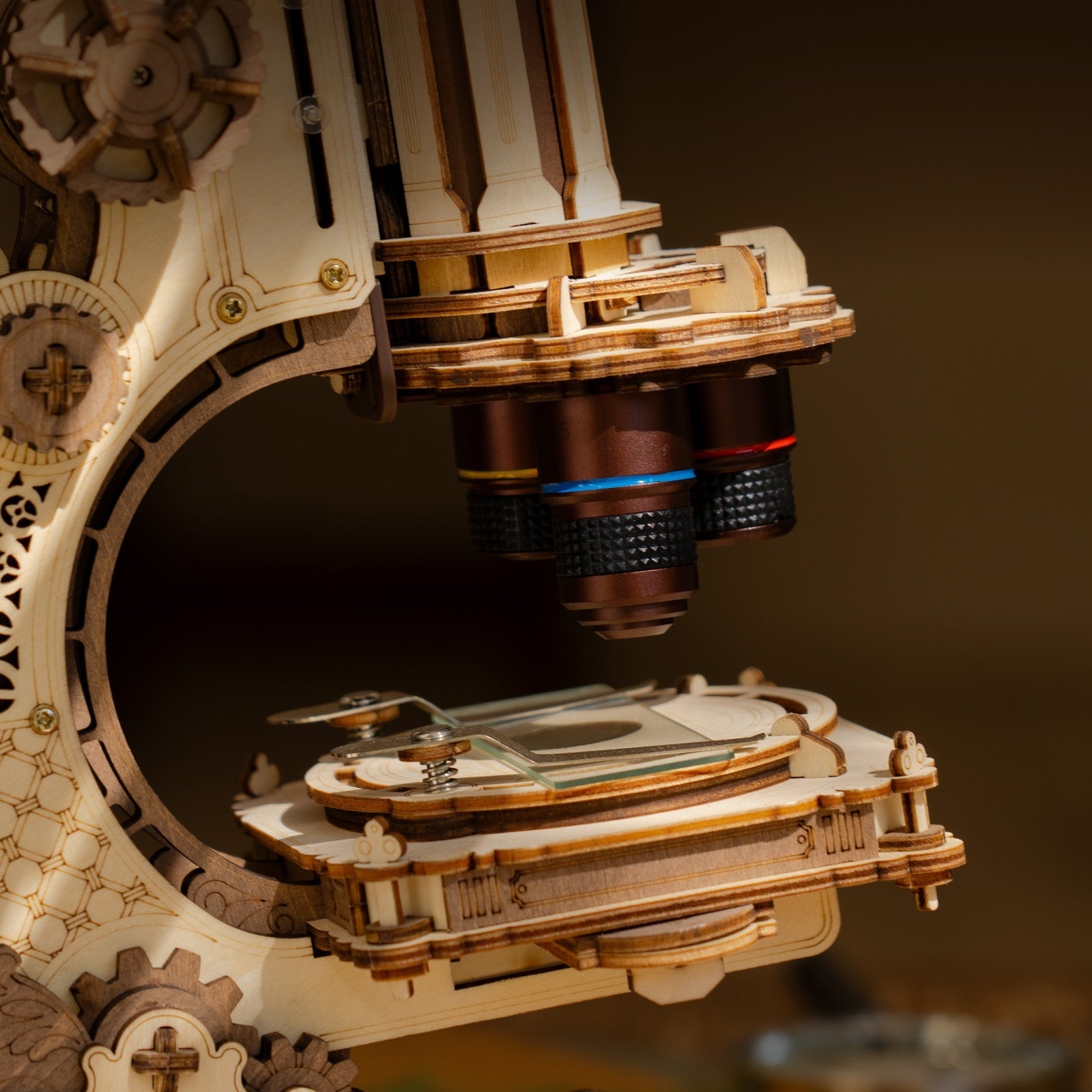 ROKR Microscope ST005 — microscope stage close-up DIY kit display