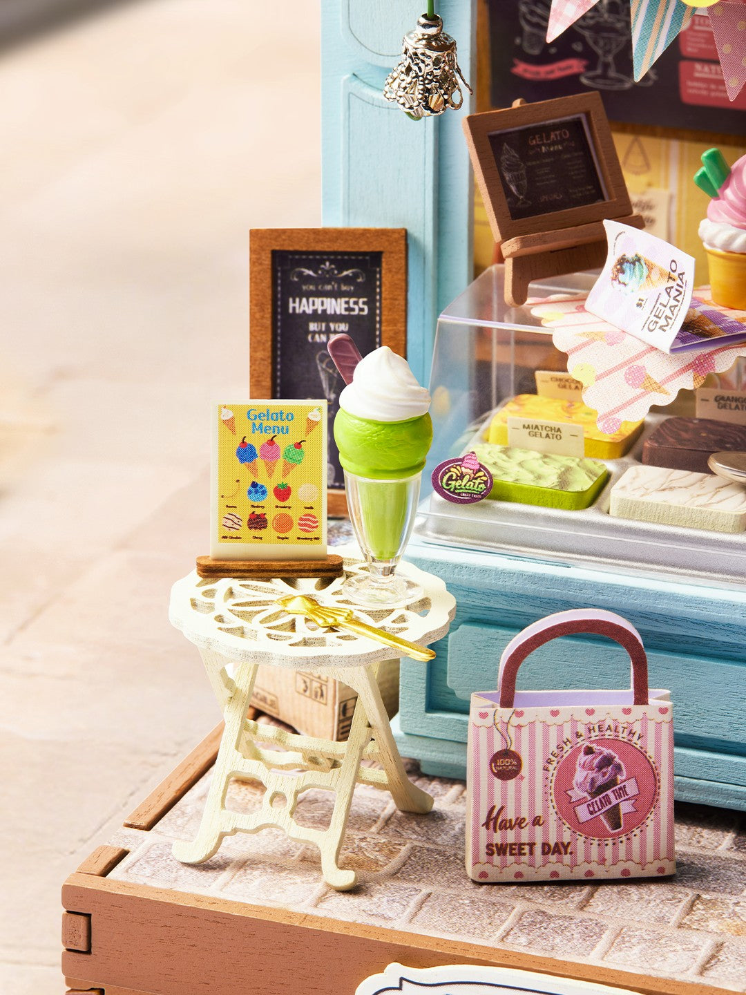 Rolife Gelato Stall DS052 — display setting, view 7 DIY kit display