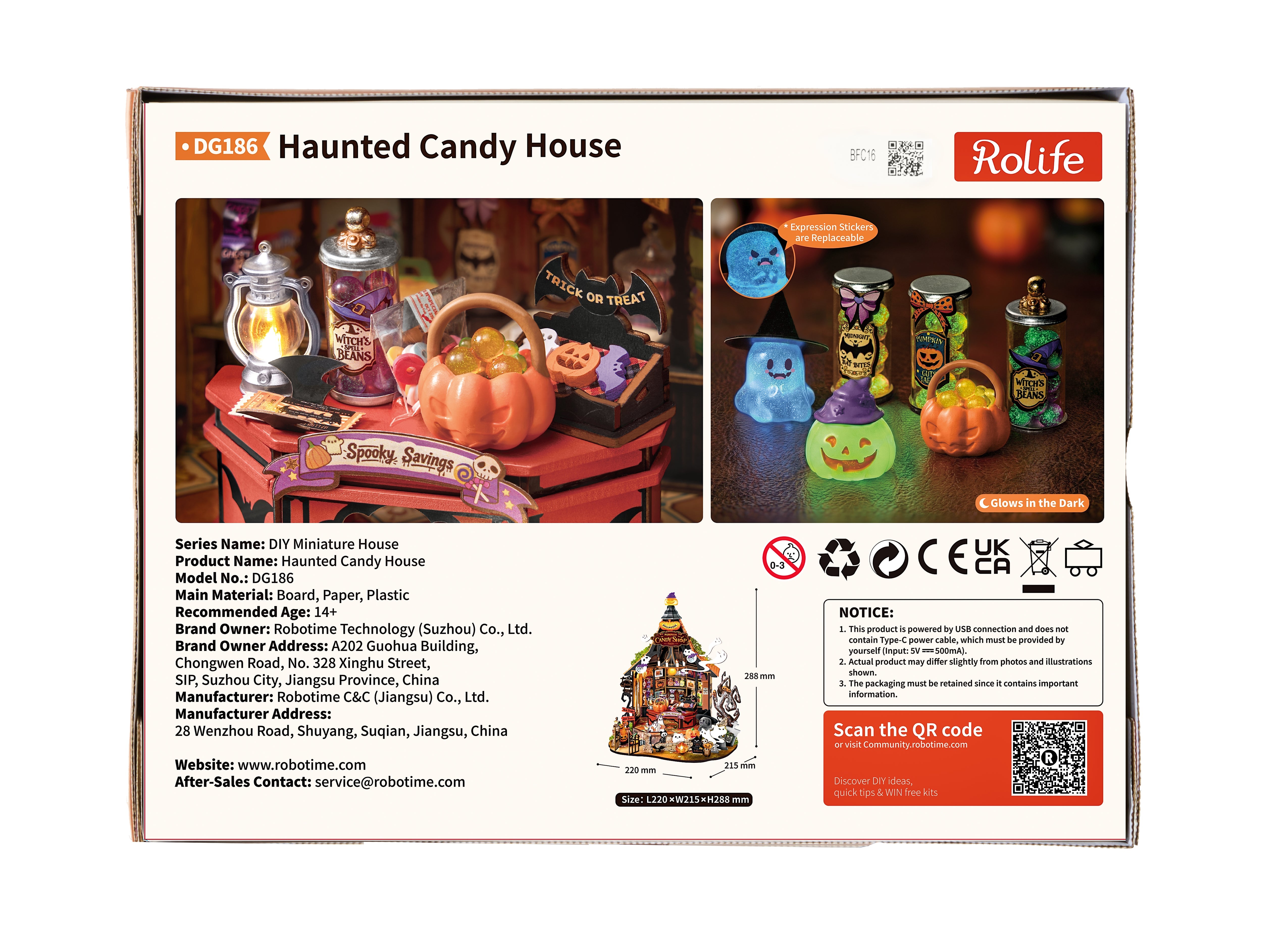 Rolife Rolife Haunted Candy House DG186 — back packaging DIY kit