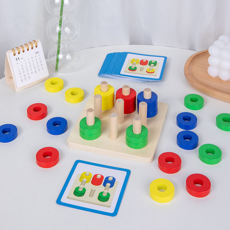 3-in-1 Multi-Directional Learning Game & Wooden Shape Sorter Toy for Kids Ages 3+ – Educational Stacking Blocks & Brain Teaser Puzzle Set