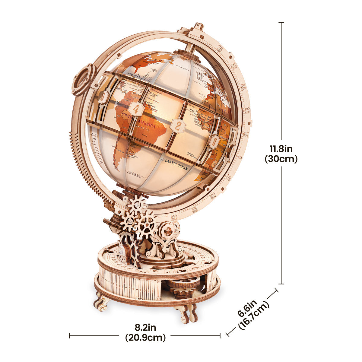 ROKR Luminous Globe ST003D motorised wooden base detail