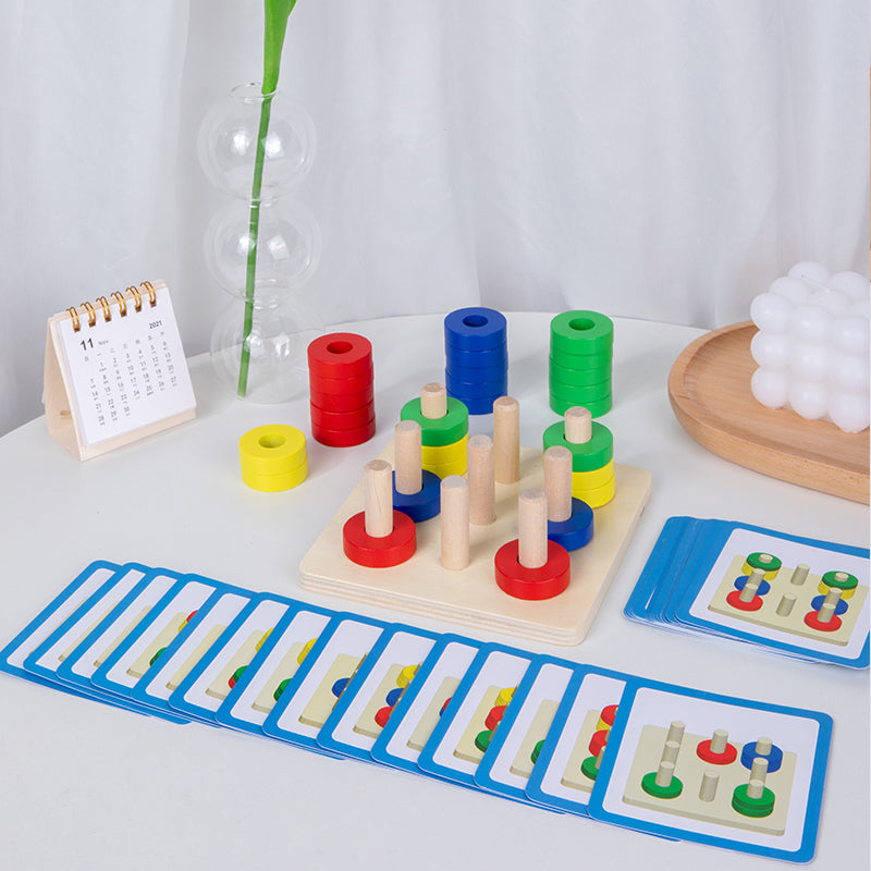 3-in-1 Multi-Directional Learning Game & Wooden Shape Sorter Toy for Kids Ages 3+ – Educational Stacking Blocks & Brain Teaser Puzzle Set