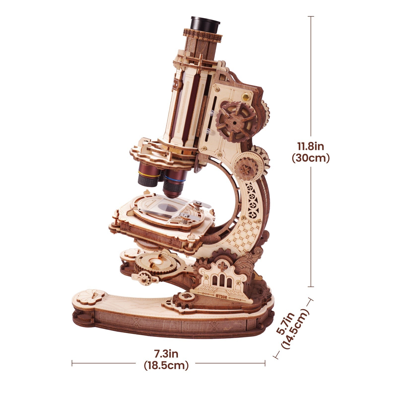 ROKR Microscope ST005 — assembled dimensions DIY kit