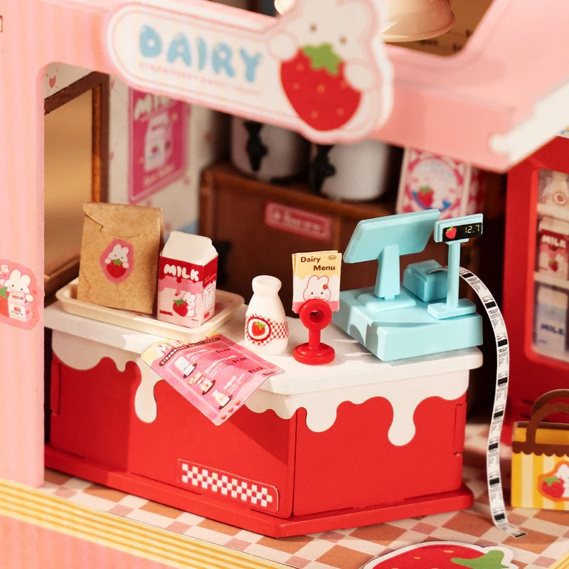 Rolife Food Box Shop Strawberry Milk Box DS034