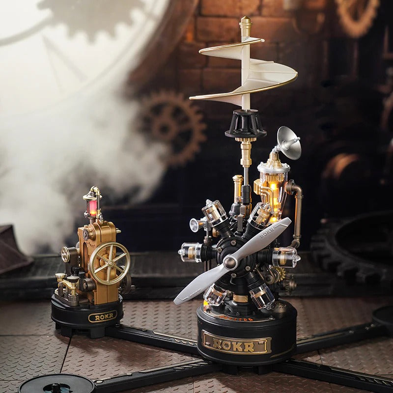ROKR Leonardo da Vinci's Helicopter CGL01 synchronized Industrial City display with linked model