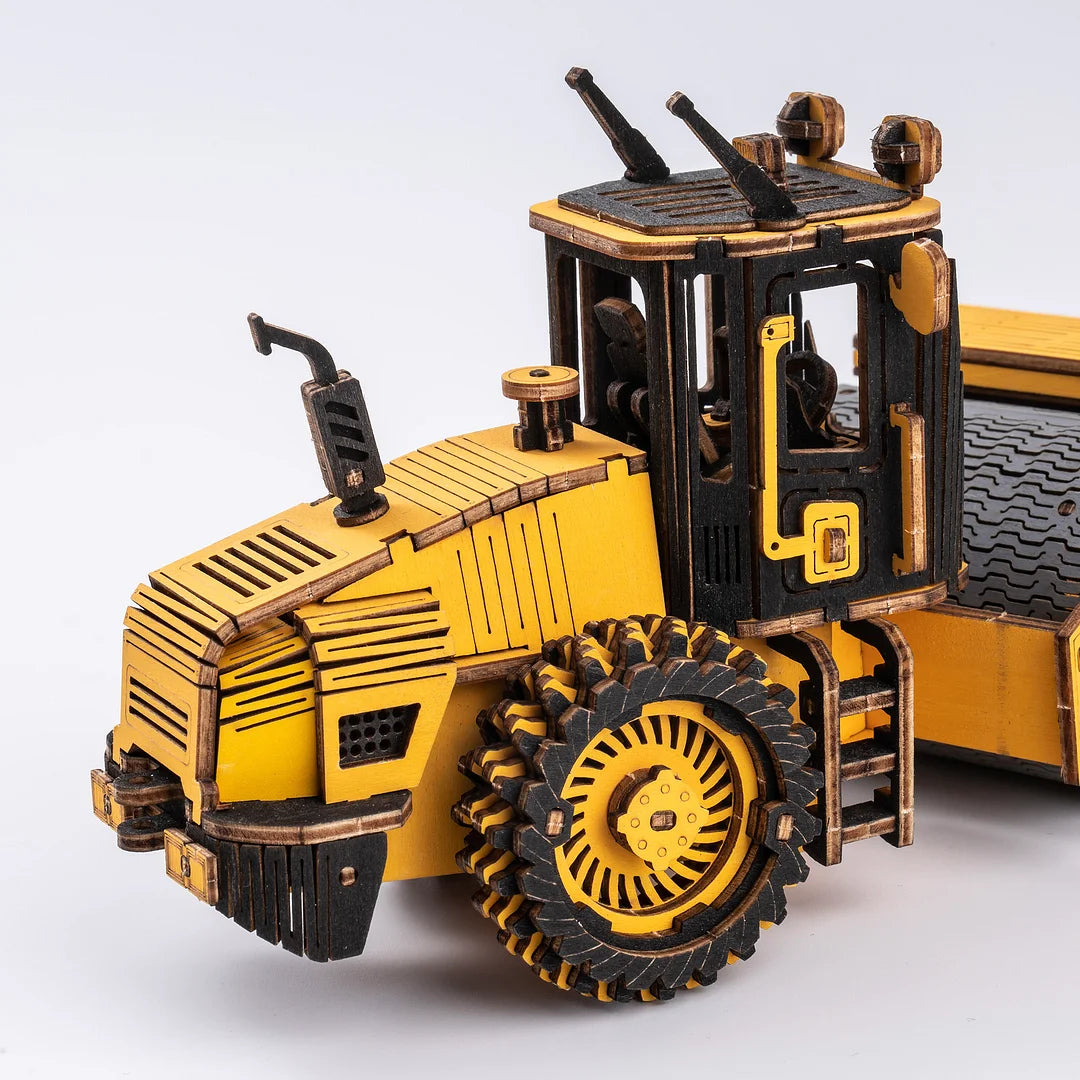 ROKR Road Roller Engineering Vehicle 3D Wooden Puzzle TG701K Educational Toy for Kids Truck Toys for Gifts