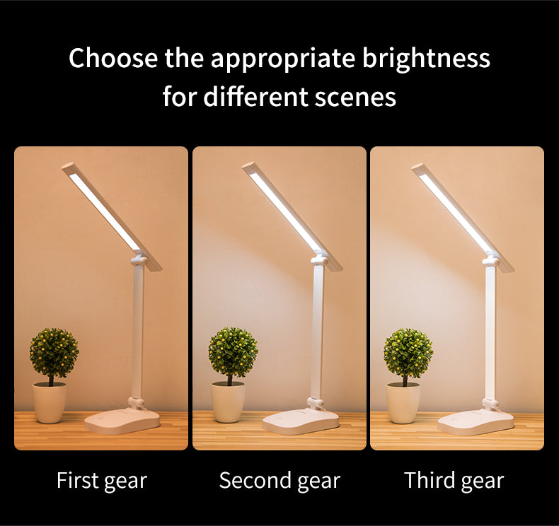 3 Color Stepless Dimmable Touch Foldable Table Lamp Led Bedside Reading Eye Protection Night Light DC5V USB Chargeable