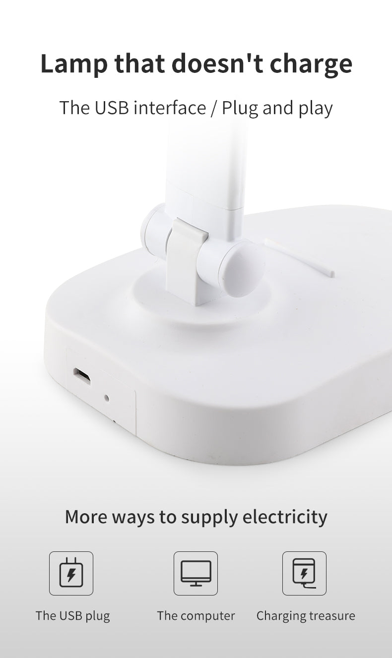 3 Color Stepless Dimmable Touch Foldable Table Lamp Led Bedside Reading Eye Protection Night Light DC5V USB Chargeable