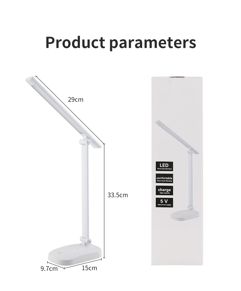 3 Color Stepless Dimmable Touch Foldable Table Lamp Led Bedside Reading Eye Protection Night Light DC5V USB Chargeable