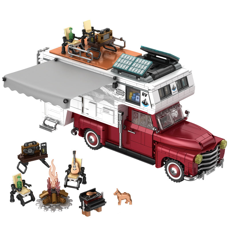 2188PCS Camper Van Buliding Block for Adults, 2 in 1 Include Camper Rvs and Farm Pick-up Trucks Building Block Gift