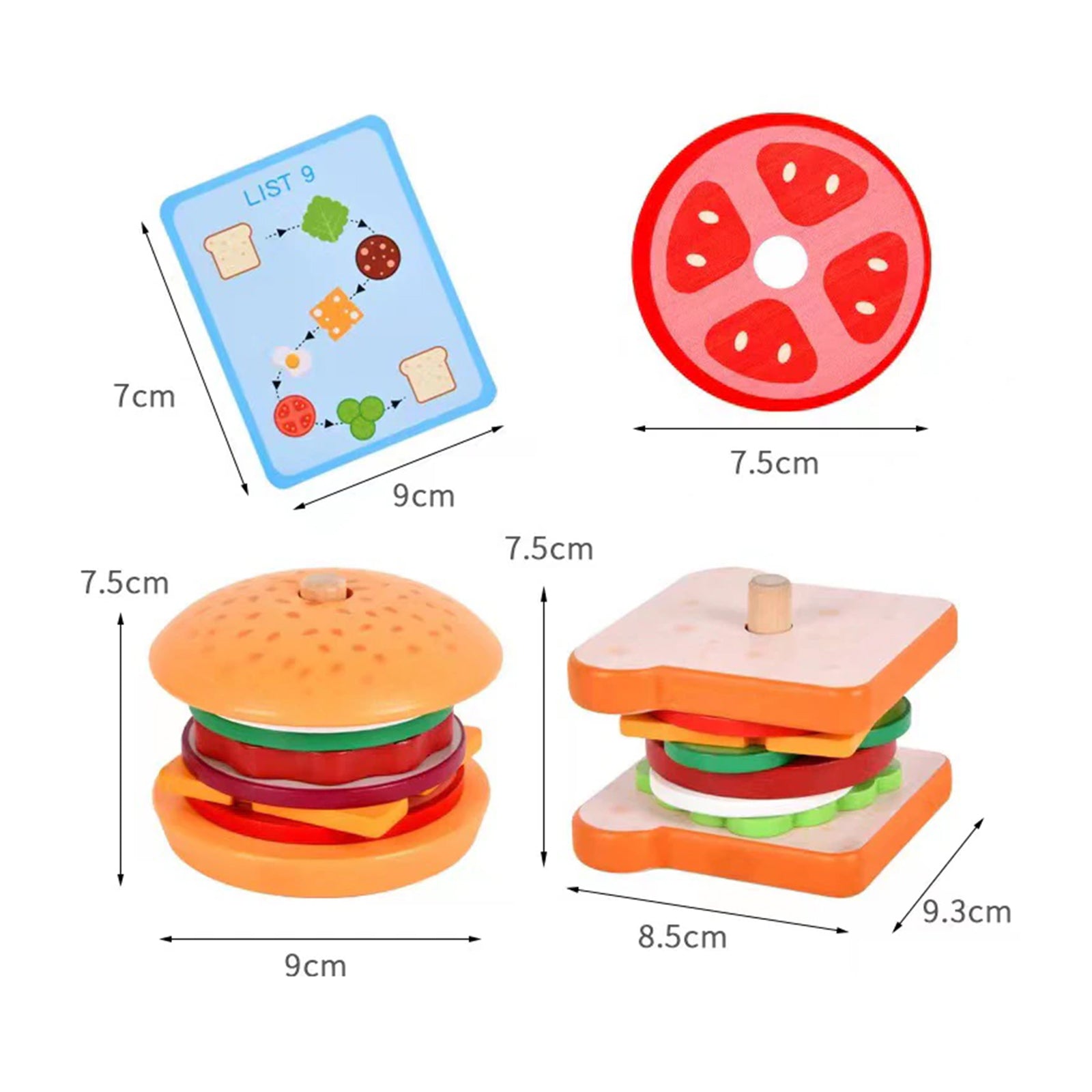 Montessori Wooden Simulation Food Stacking Toys for Toddlers Kids Preschool Educational Shape Matching Toys Fine Motor Skill Toy