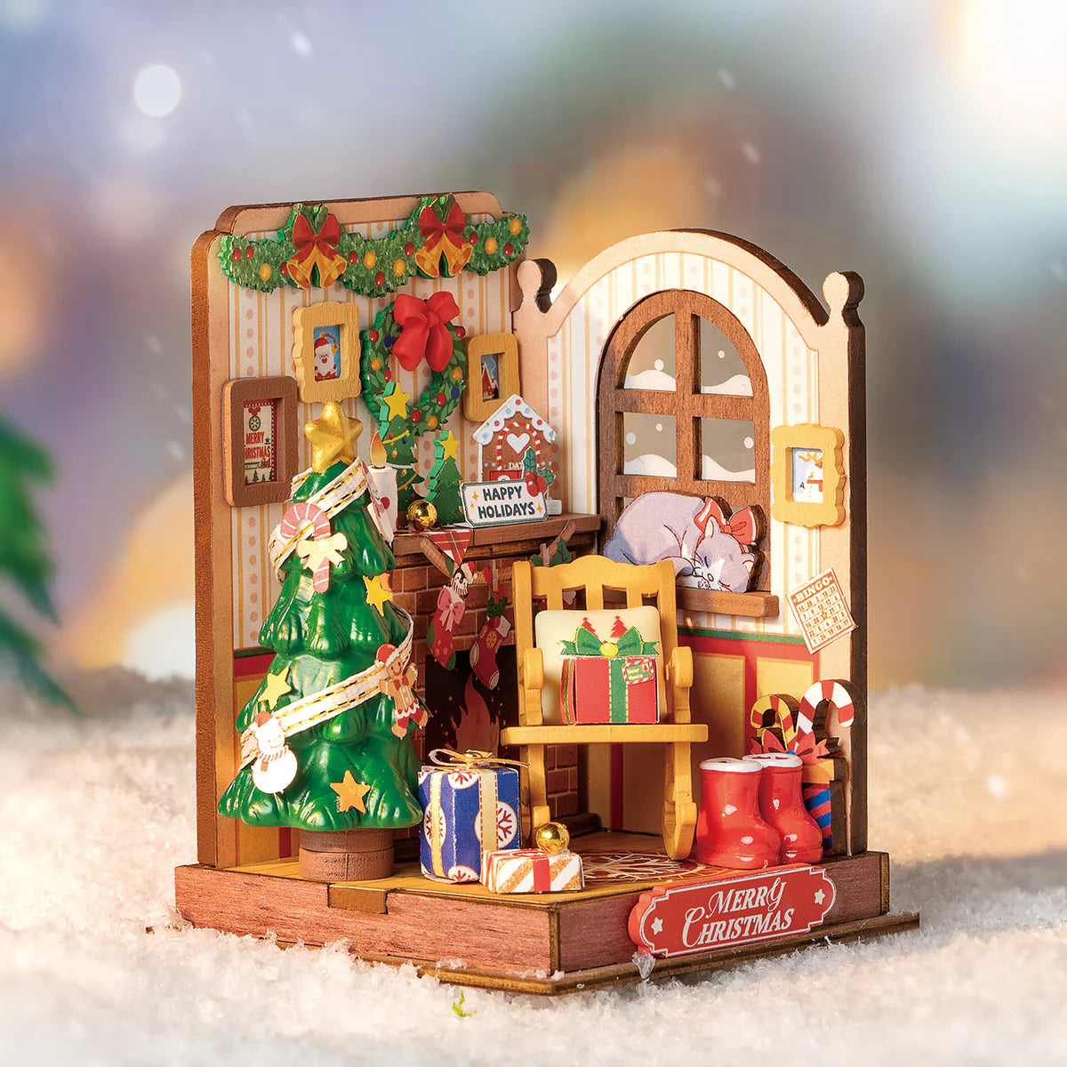 Rolife Christmas Fireplace DIY Miniature House DS041