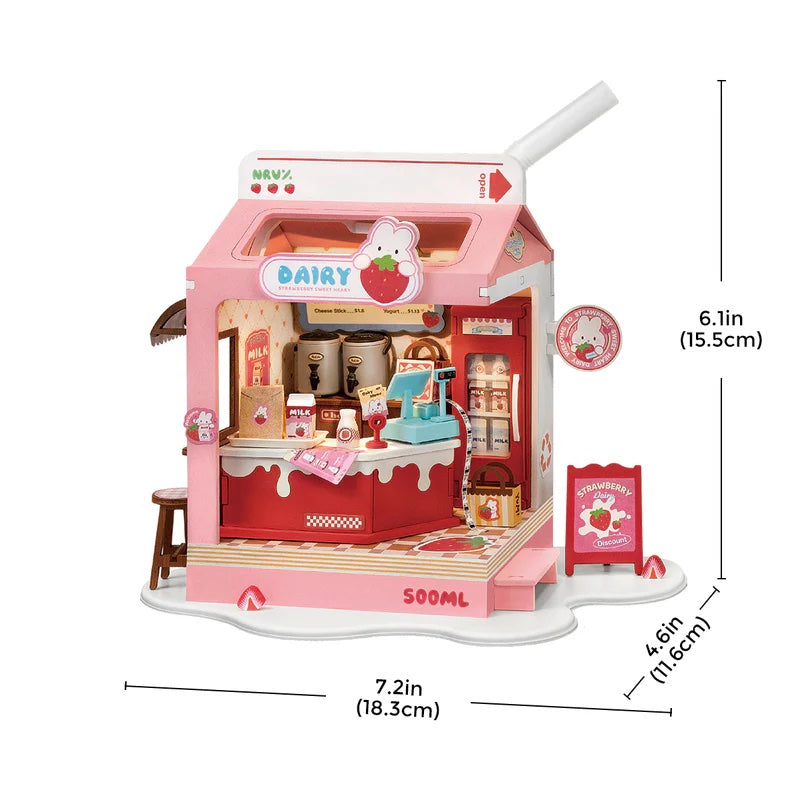 Rolife Food Box Shop Strawberry Milk Box DS034