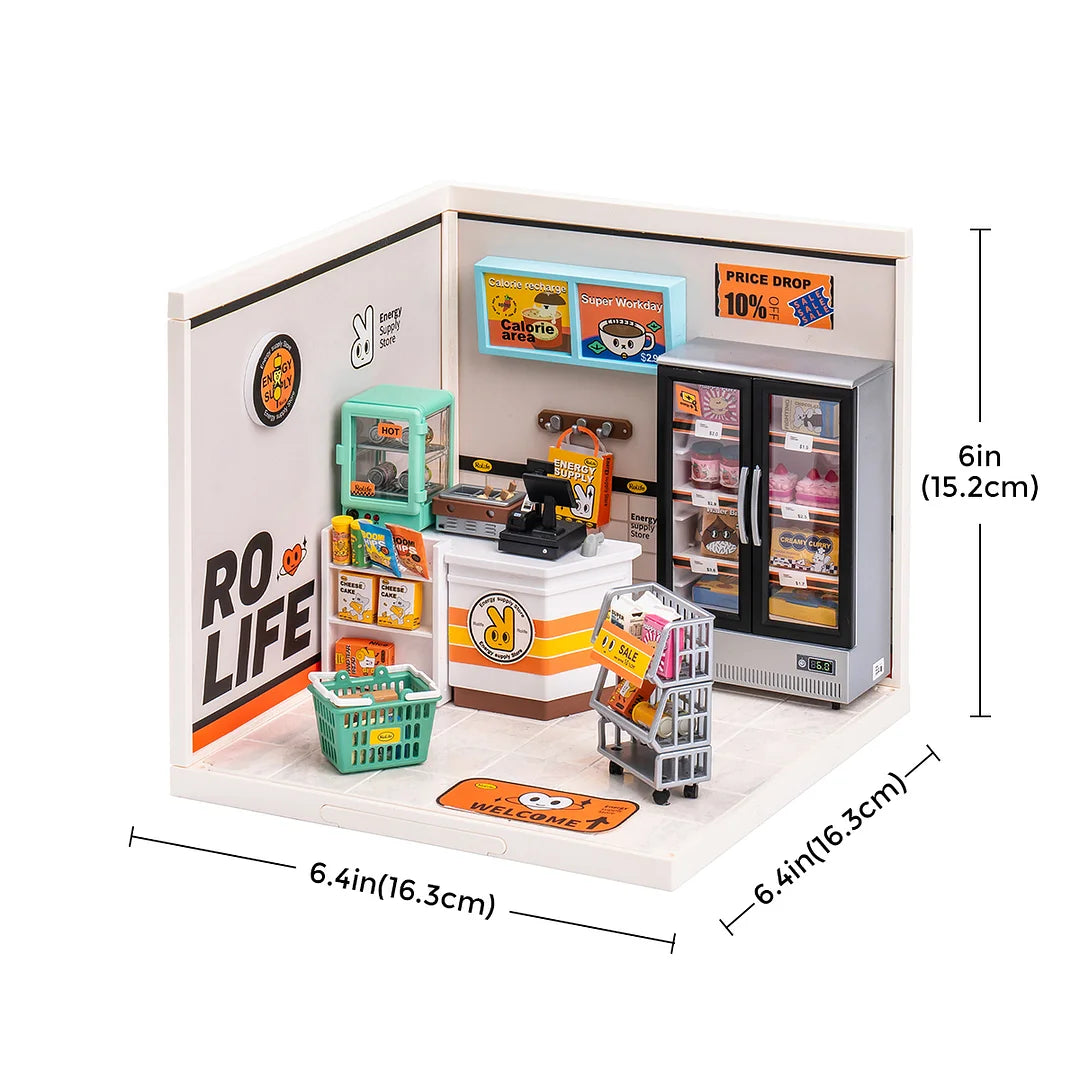 Rolife Super Creator Energy Supply Store Plastic DIY Miniature House Kit DW002 Toy Gift for Children Adult