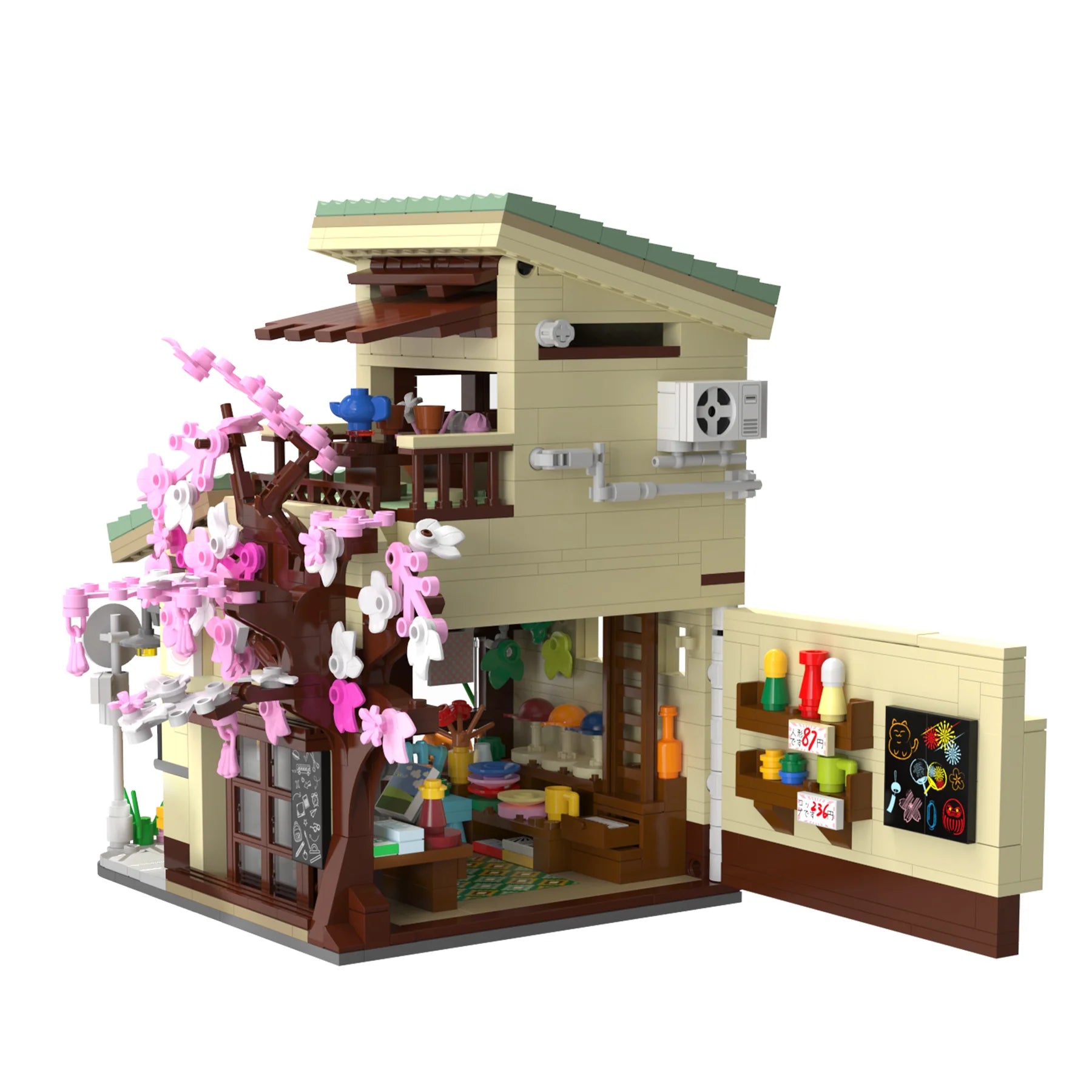 CaDA 921 Pics Kitty's Grocery C66015W Traditional Japanese two-story building full bloom