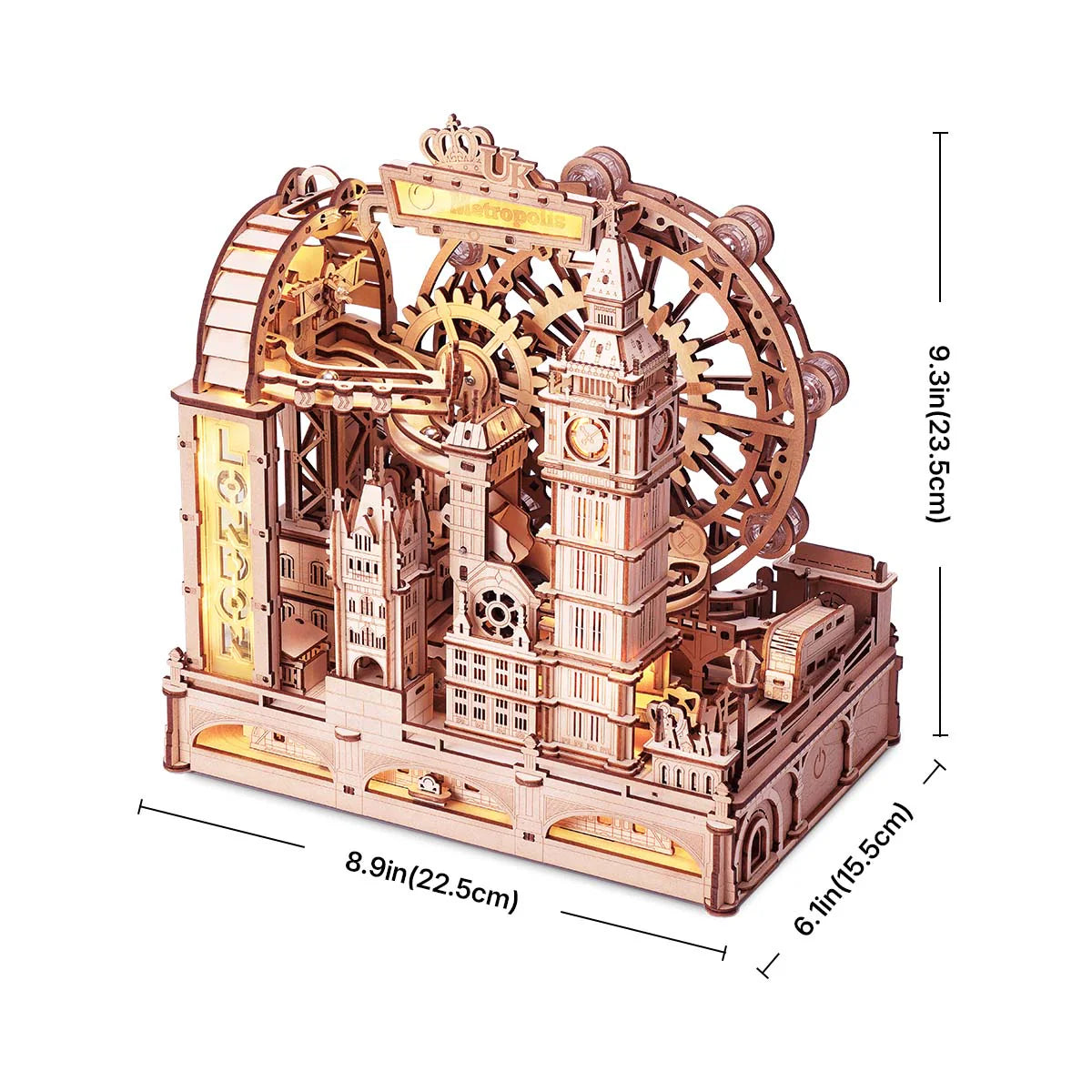 ROKR Marble Travel • London Marble Run Wooden 3D Puzzle - EGB01 | Mechanical Model Kit with Iconic Landmarks