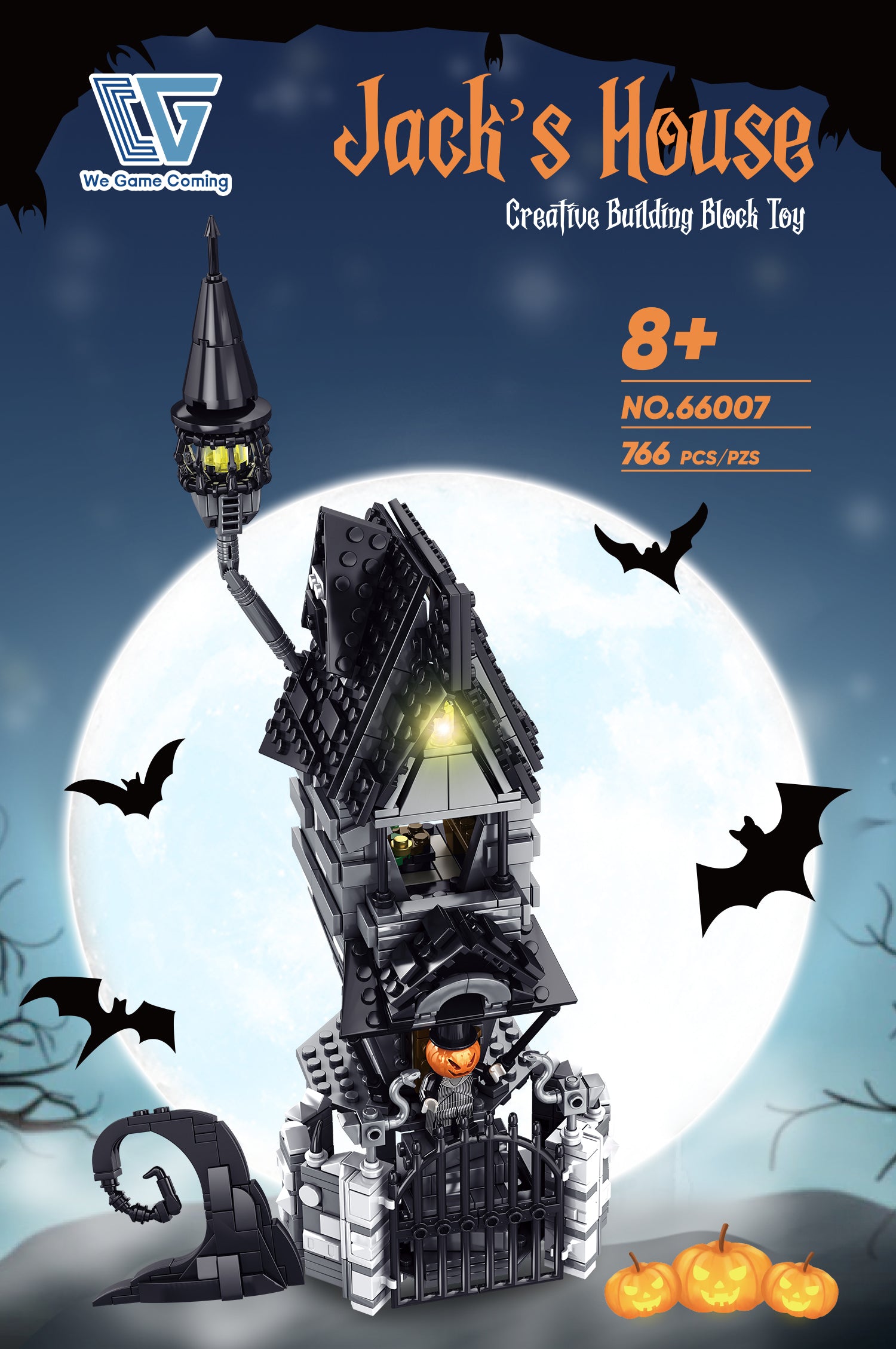 766PCS Halloween Building Set Mansion House Building Blocks Kit with Glowing Lighting Gift for Fans and Kids