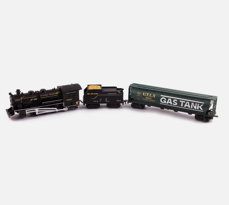 Retro Railroad Train Set with Sound Light Steam Train Locomotive Gas Tank Round 744mm
