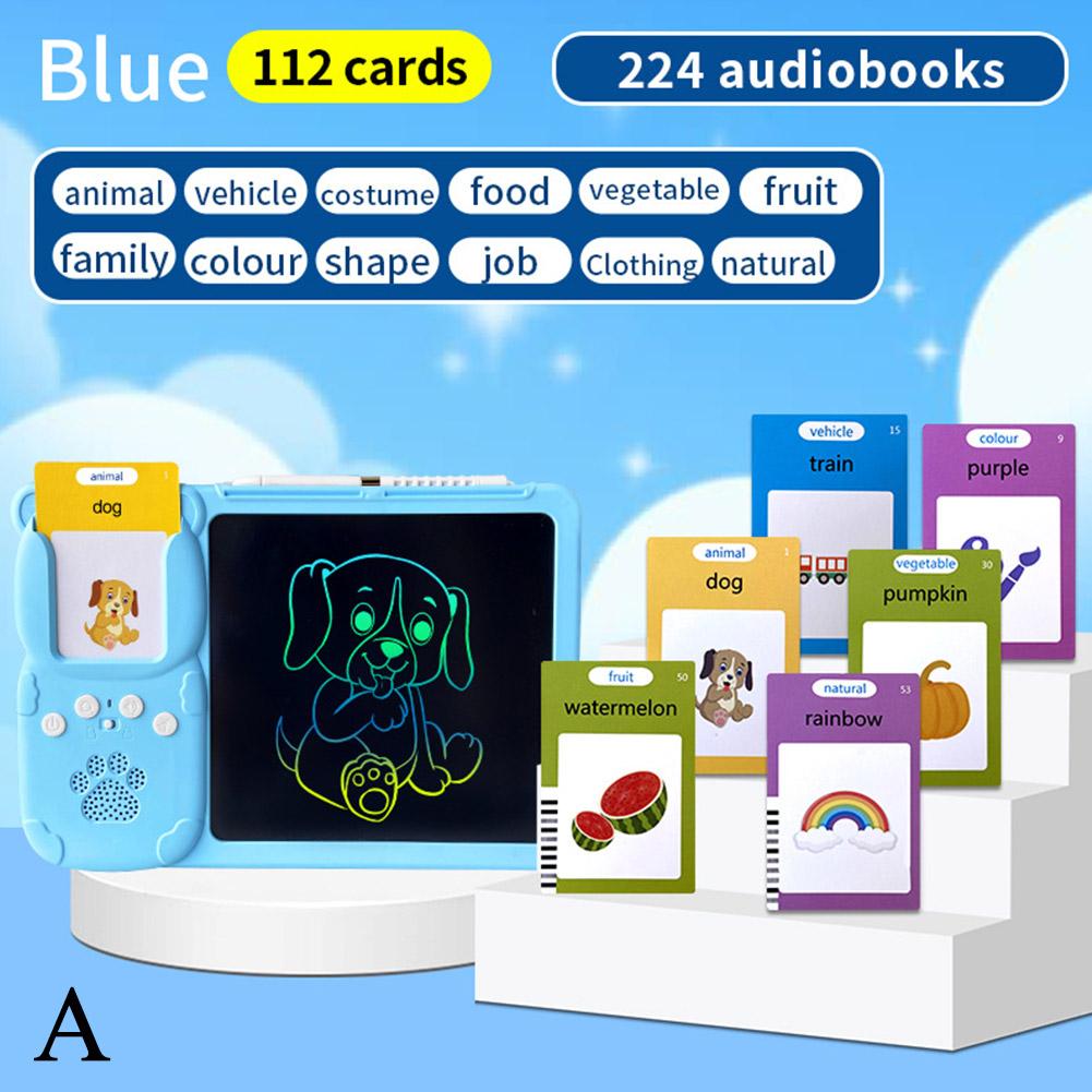224 Words BLUE 2in1 Educational Toy Talking Flash Cards Learning Machine with Writing Tablet