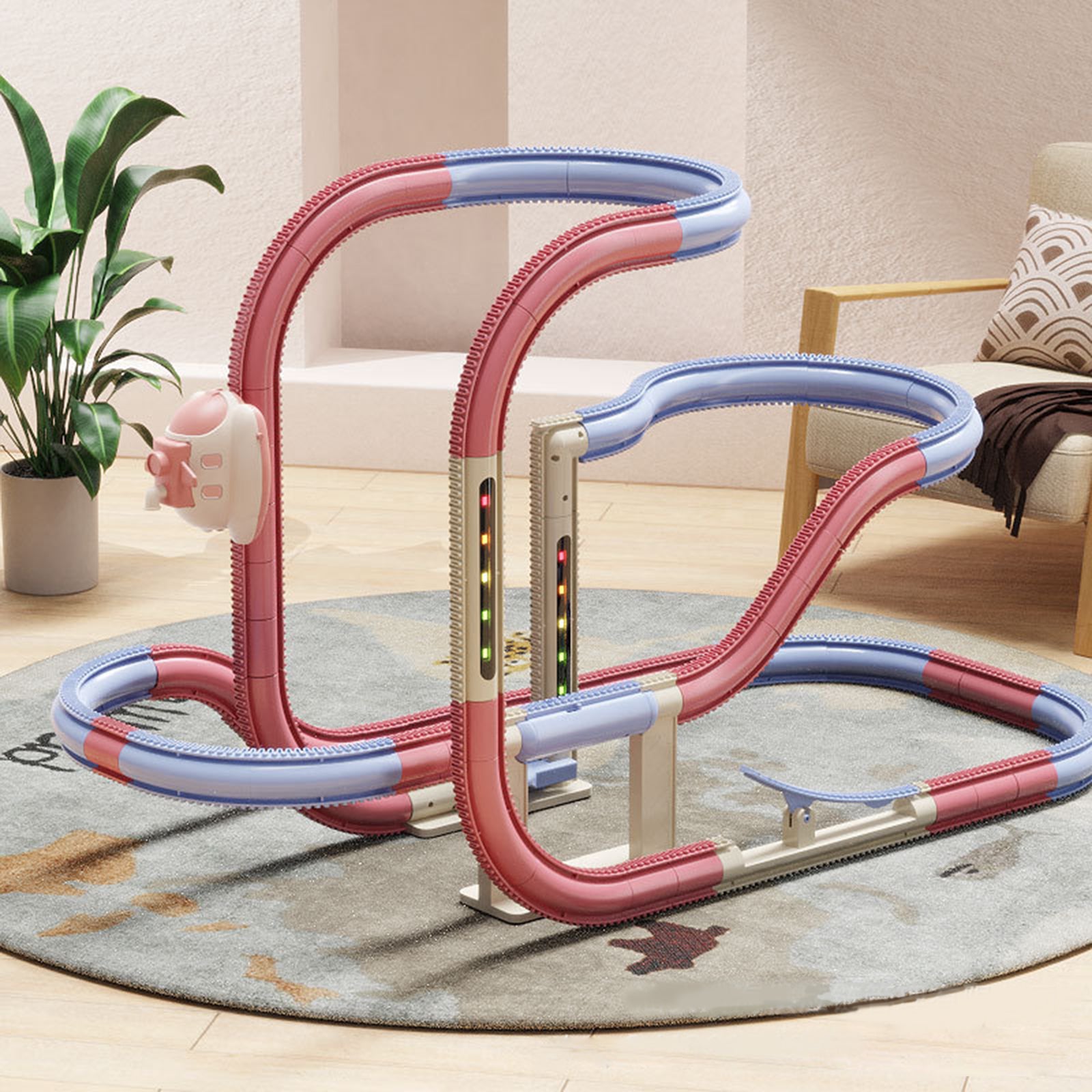 72 PCS Purple Steam Spacecraft Track Rail Car Train Track Electric Car Track Assembly Track Spacecraft Set Rail Car Model Puzzle Toy for Kids