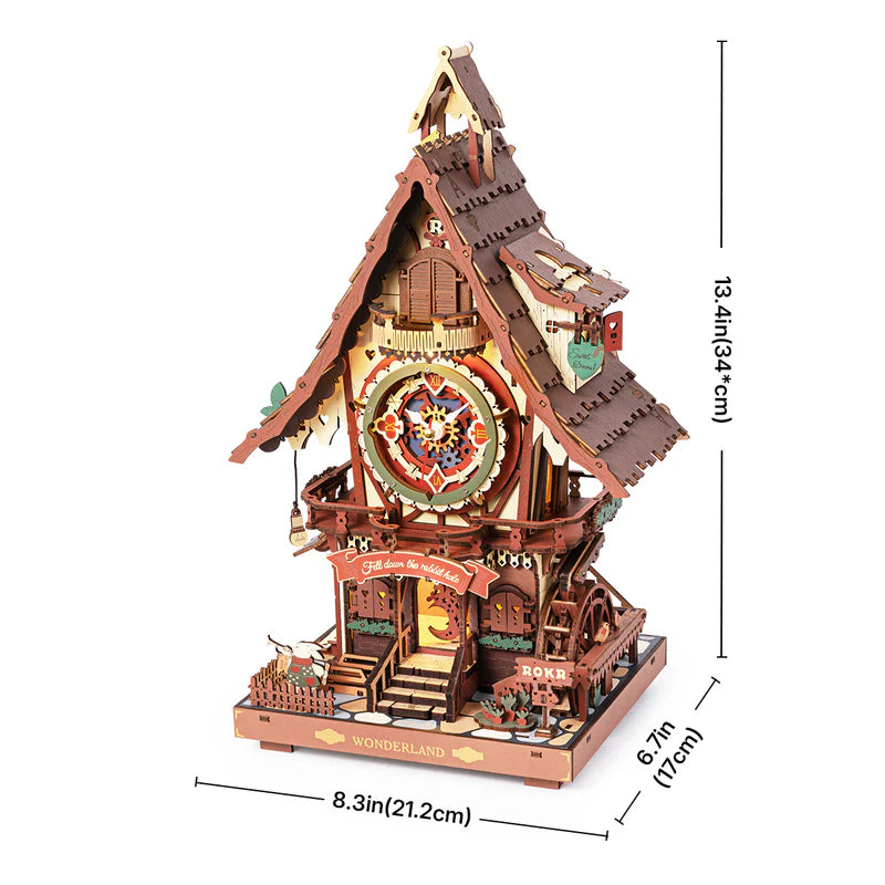 ROKR Colorful Cuckoo Clock Mechanical 3D Wooden Puzzle - LC901C | DIY Wooden Model Kit for Adults & Teens