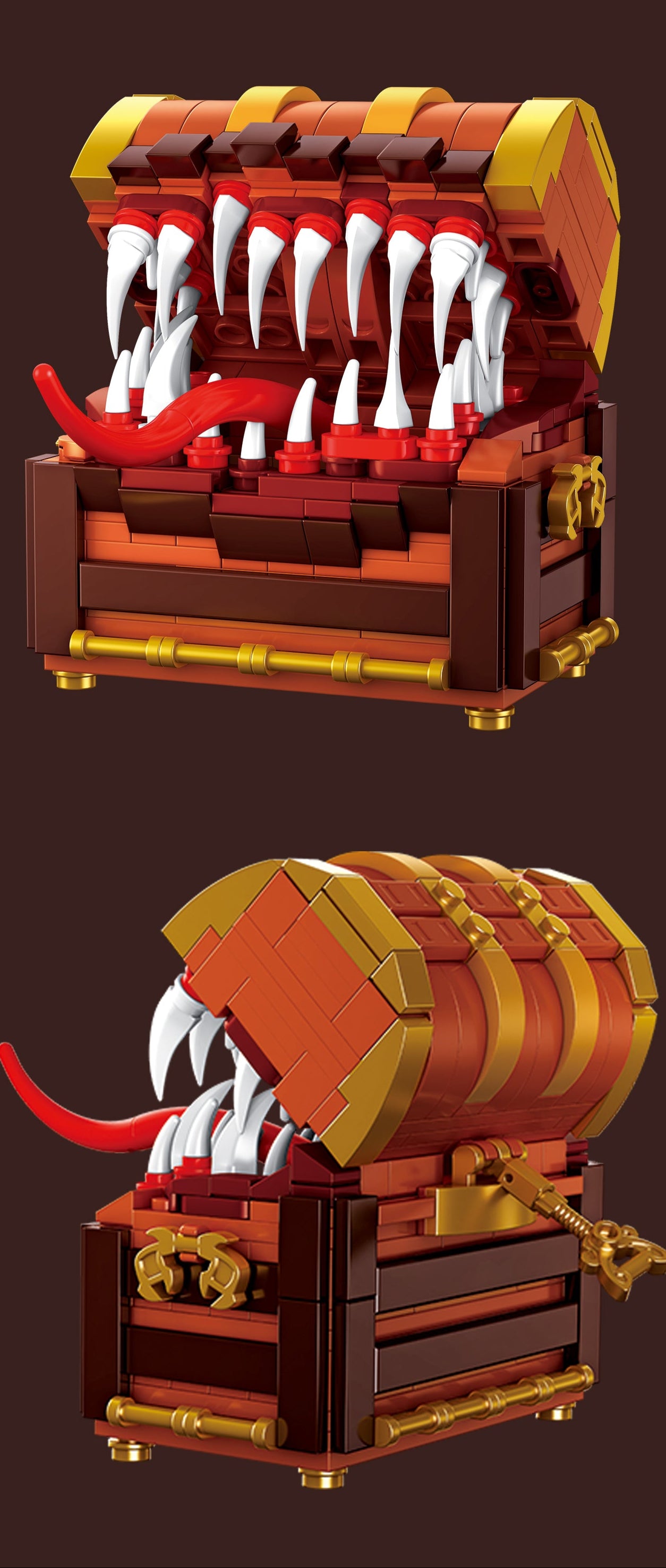 366PCS Mimic Monster Treasure Chest Legendary Collectible Figure Building Block Kit WGC