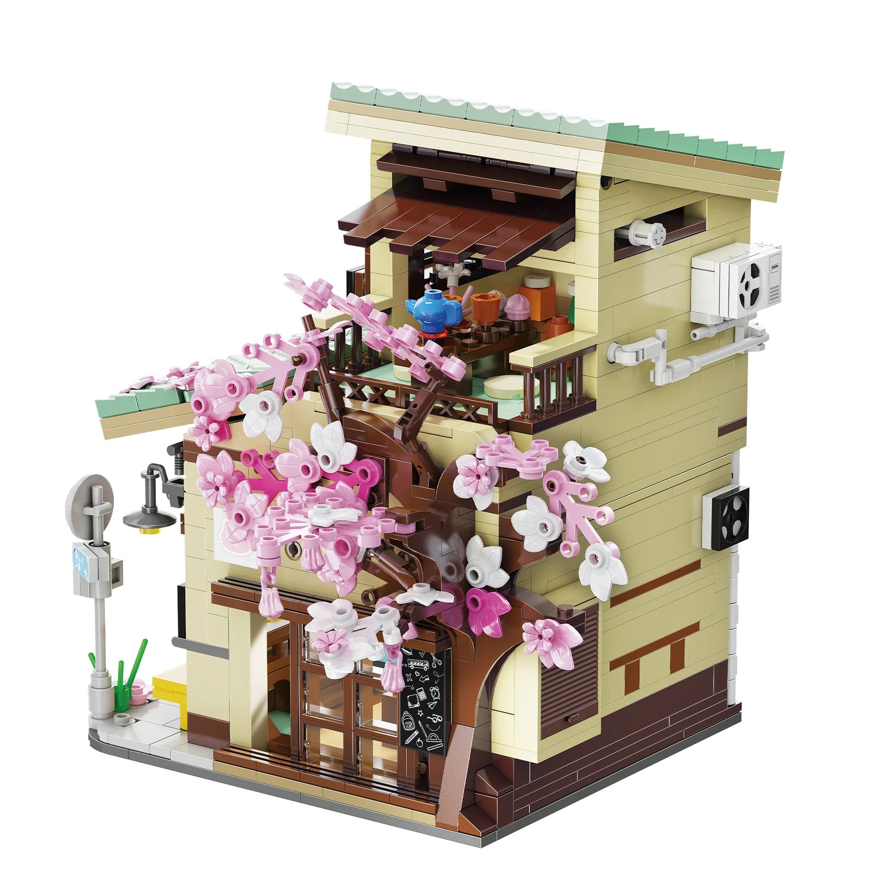 CaDA 921 Pics Kitty's Grocery C66015W Traditional Japanese two-story building full bloom