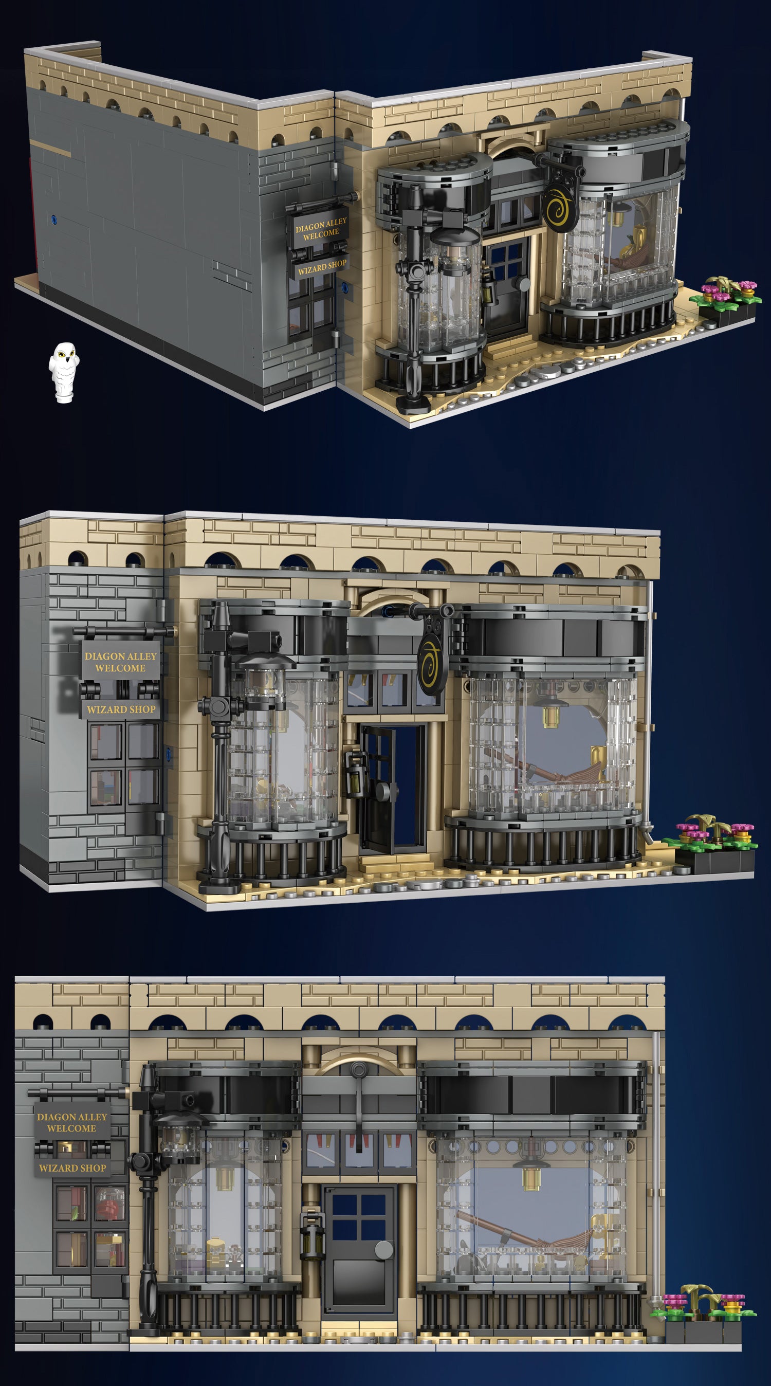 1368pcs Wizard Shop Building Block Set 2-in-1 Diagon Alley Shop Building Kit Wizard Gift WGC