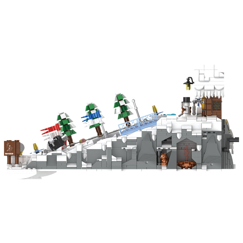 2200pcs Slope Building Block Sets Ski Resort toy with Tent and Snowmobile Architectural Construction Models WGC