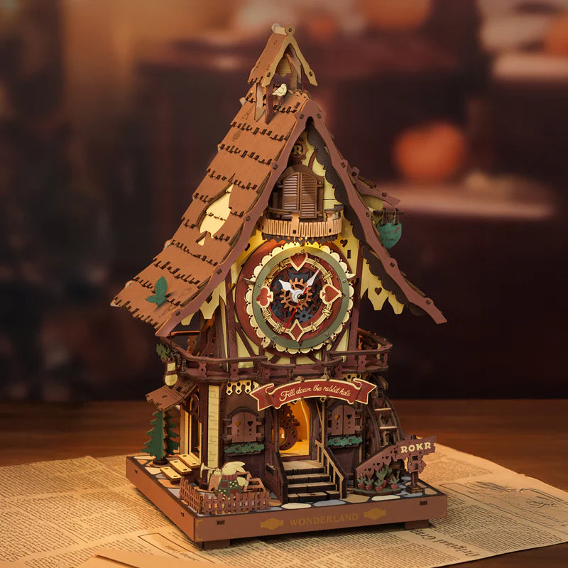 ROKR Colorful Cuckoo Clock Mechanical 3D Wooden Puzzle - LC901C | DIY Wooden Model Kit for Adults & Teens