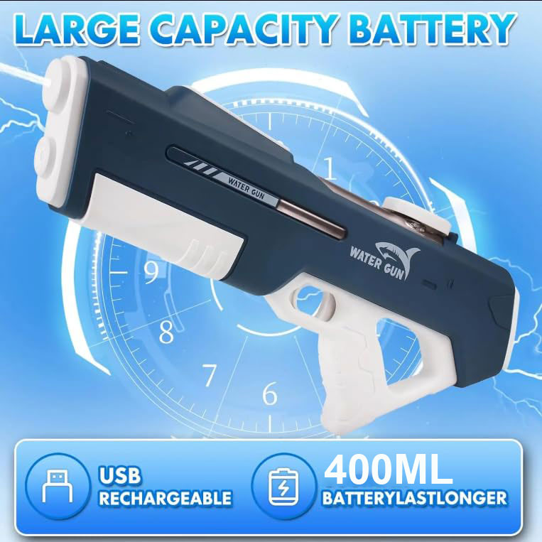 400ML Automatic Space Pulse White Mecha Style Water blaster Shooting Game Pistol Kids Toys