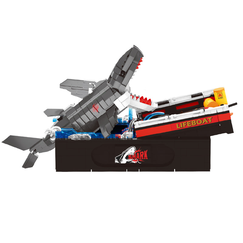 785PCS Great White Shark Attack Scene Building Blocks Educational Toy for Kids WGC