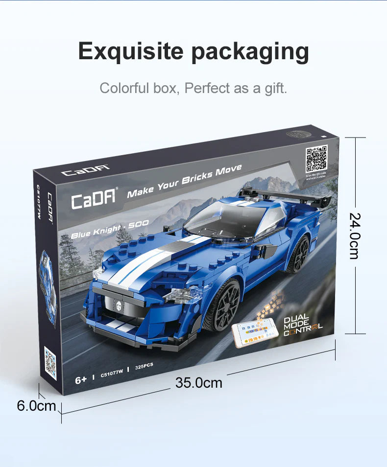 CaDA C51073W 325PCS Bricks Model RC Blue Race Car Programming Building Blocks Remote Control Speed Vehicle