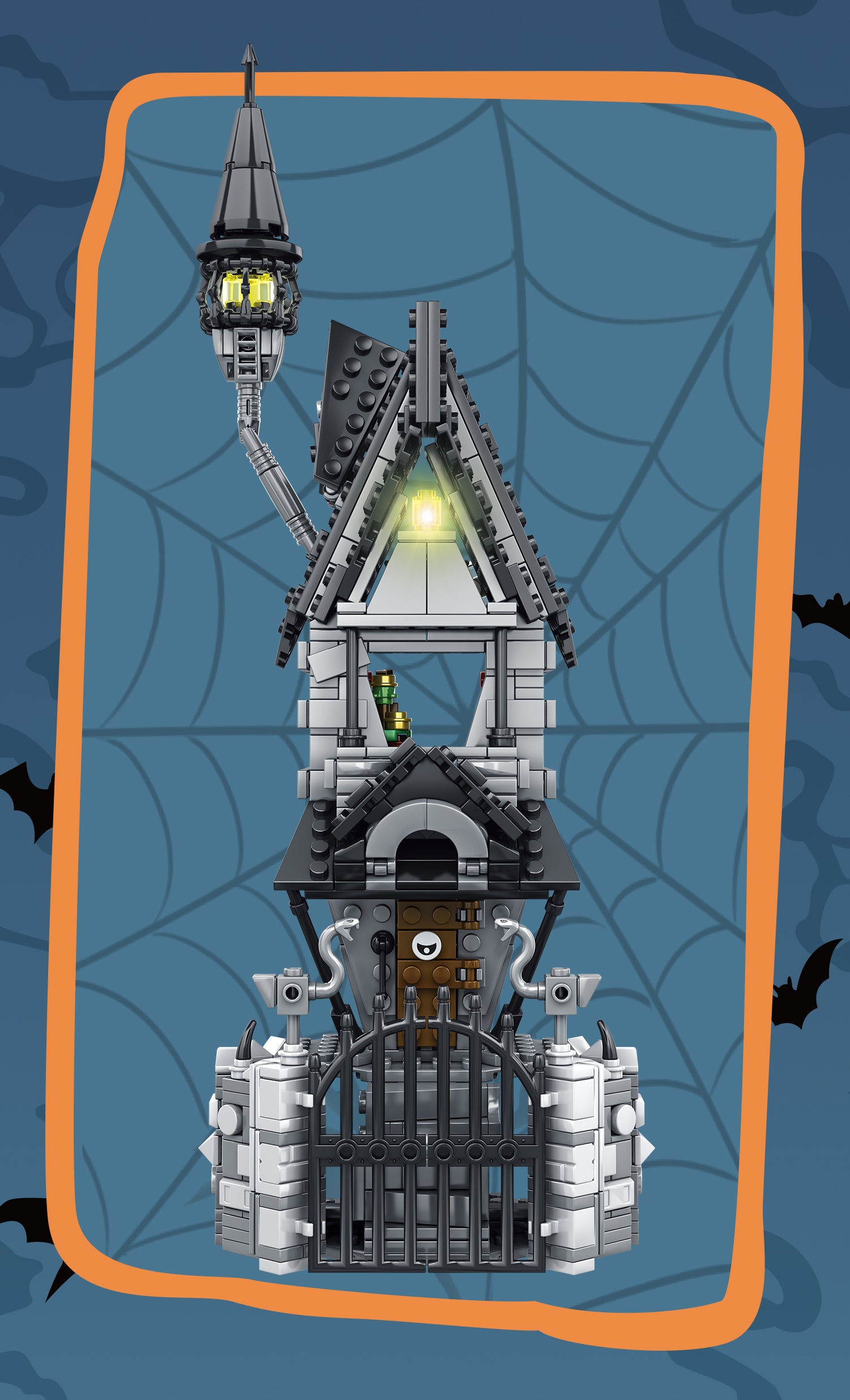 766PCS Halloween Building Set Mansion House Building Blocks Kit with Glowing Lighting Gift for Fans and Kids