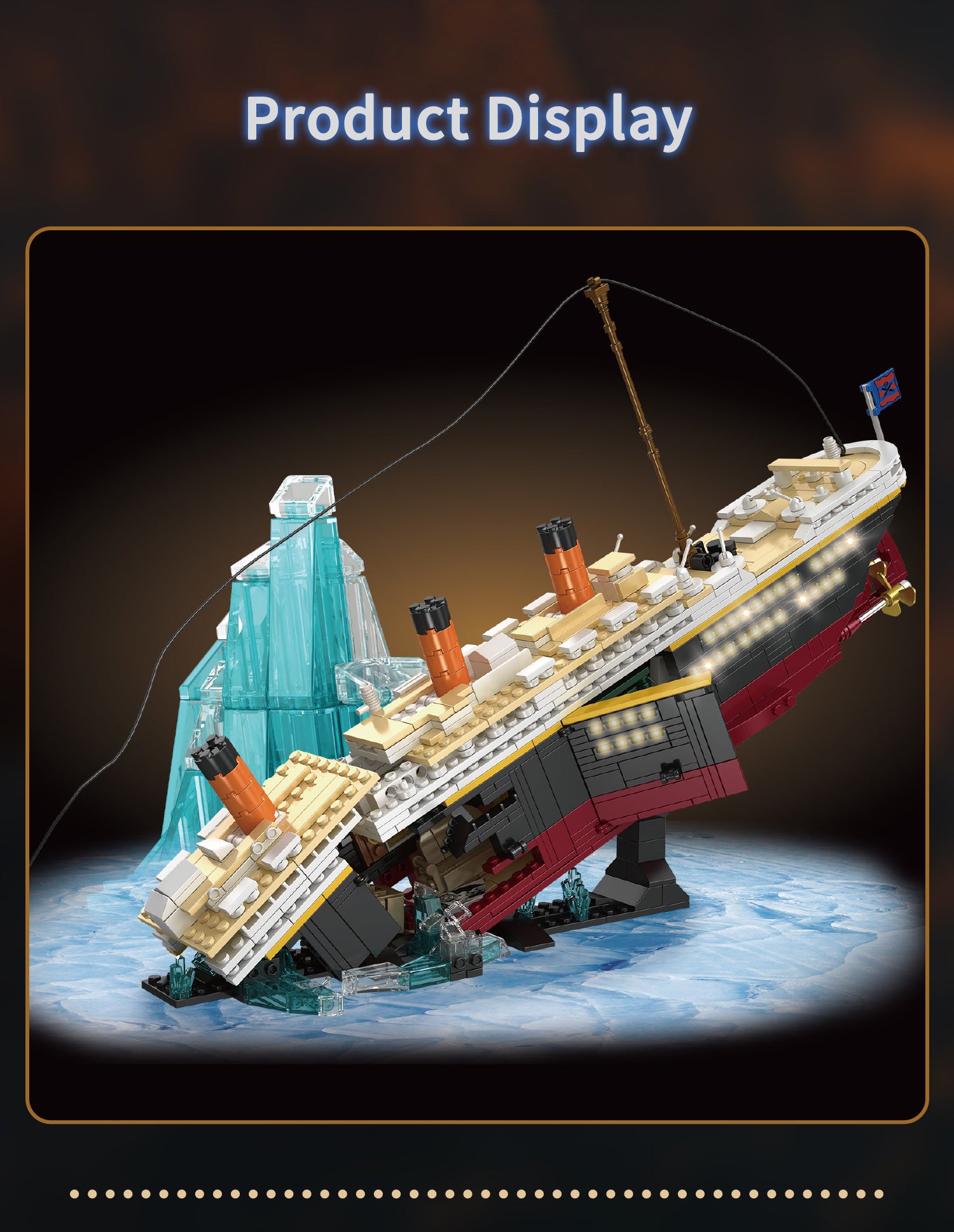 2288PCS Titanic Building Set Big Boat Block Model Set With Light Strip Gift