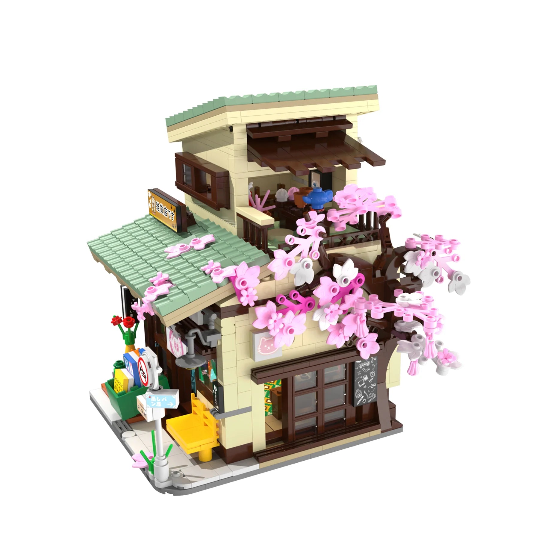 CaDA 921 Pics Kitty's Grocery C66015W Traditional Japanese two-story building full bloom
