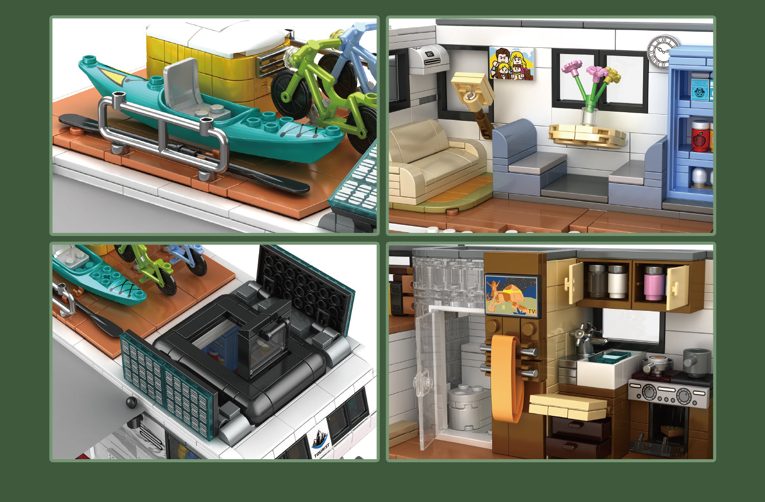 2188PCS Camper Van Buliding Block for Adults, 2 in 1 Include Camper Rvs and Farm Pick-up Trucks Building Block Gift