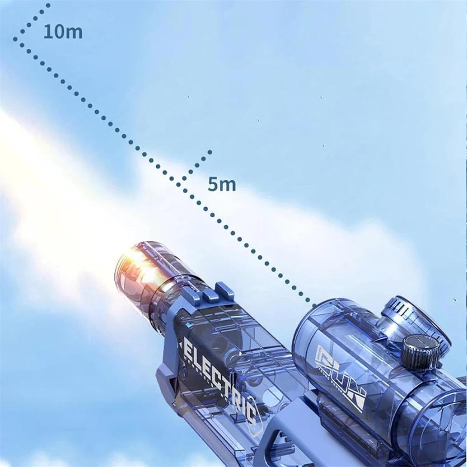 Electric Ultimate Battle Blaster Aqua Combat Light Long Range Motorized Water Gun with Interactive Lighting Black