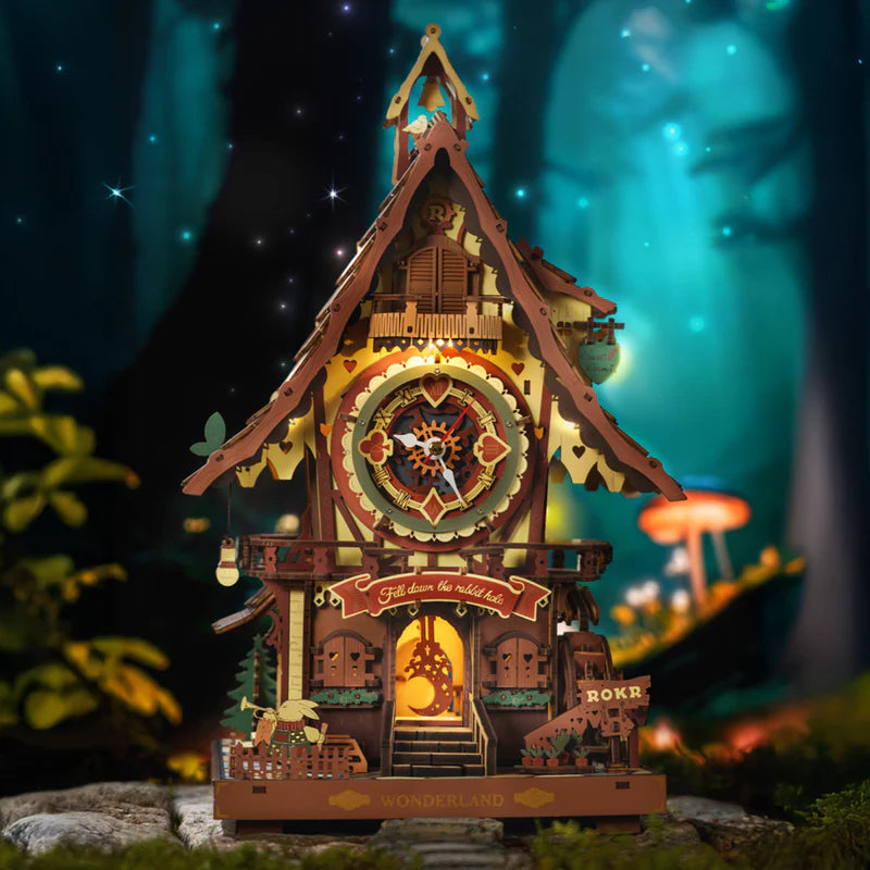 ROKR Colorful Cuckoo Clock Mechanical 3D Wooden Puzzle - LC901C | DIY Wooden Model Kit for Adults & Teens