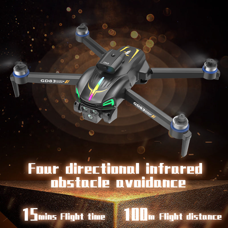 Global Drone GD83 Foldable Drone with 4K Camera | Brushless Motor Quadcopter Under $500, RGB Lights & Compact Design