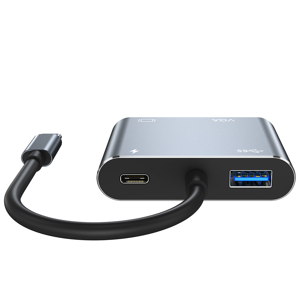 4K Video Output 4 In 1 Usb C to VGA HD-MI Chargeable Type-c Docking Type C 4 Port Usb Hub CY012