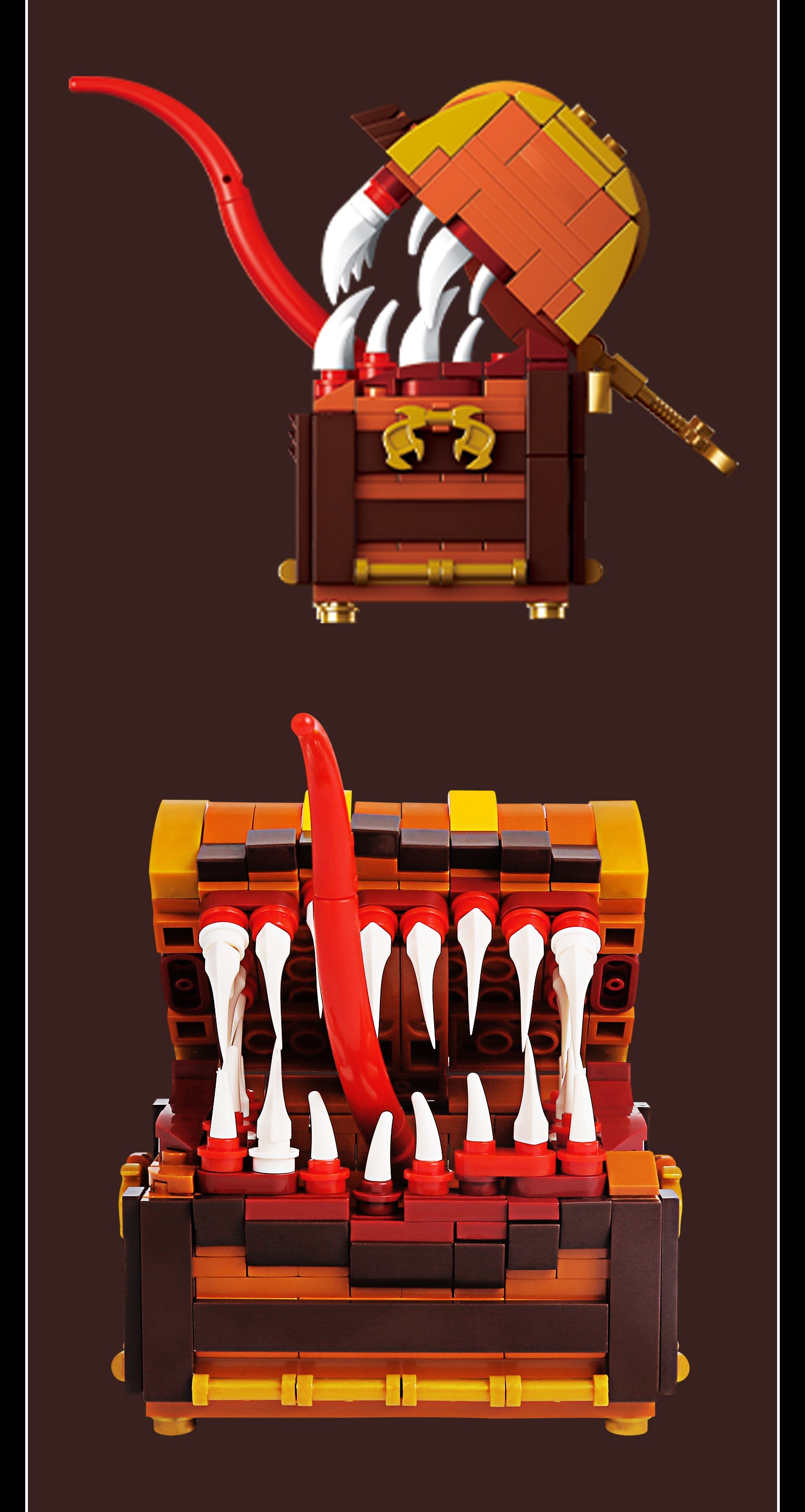 366PCS Mimic Monster Treasure Chest Legendary Collectible Figure Building Block Kit WGC