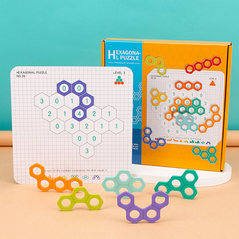 Wooden Honeycomb Fun Ever-Changing Jigsaw Puzzle Logical Thinking Exercise Cognition Hexagonal Puzzle Early Education Game toy