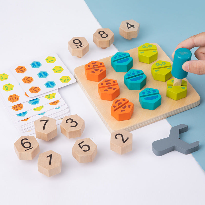Kids Wooden Montessori Toys Screw Driver Board Matching Puzzles Games Basic Skills Number Color Sorting Educational Learning Toy