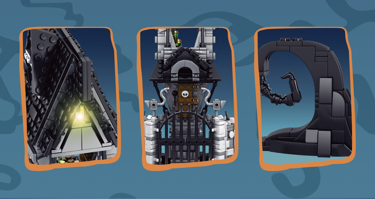 766PCS Halloween Building Set Mansion House Building Blocks Kit with Glowing Lighting Gift for Fans and Kids