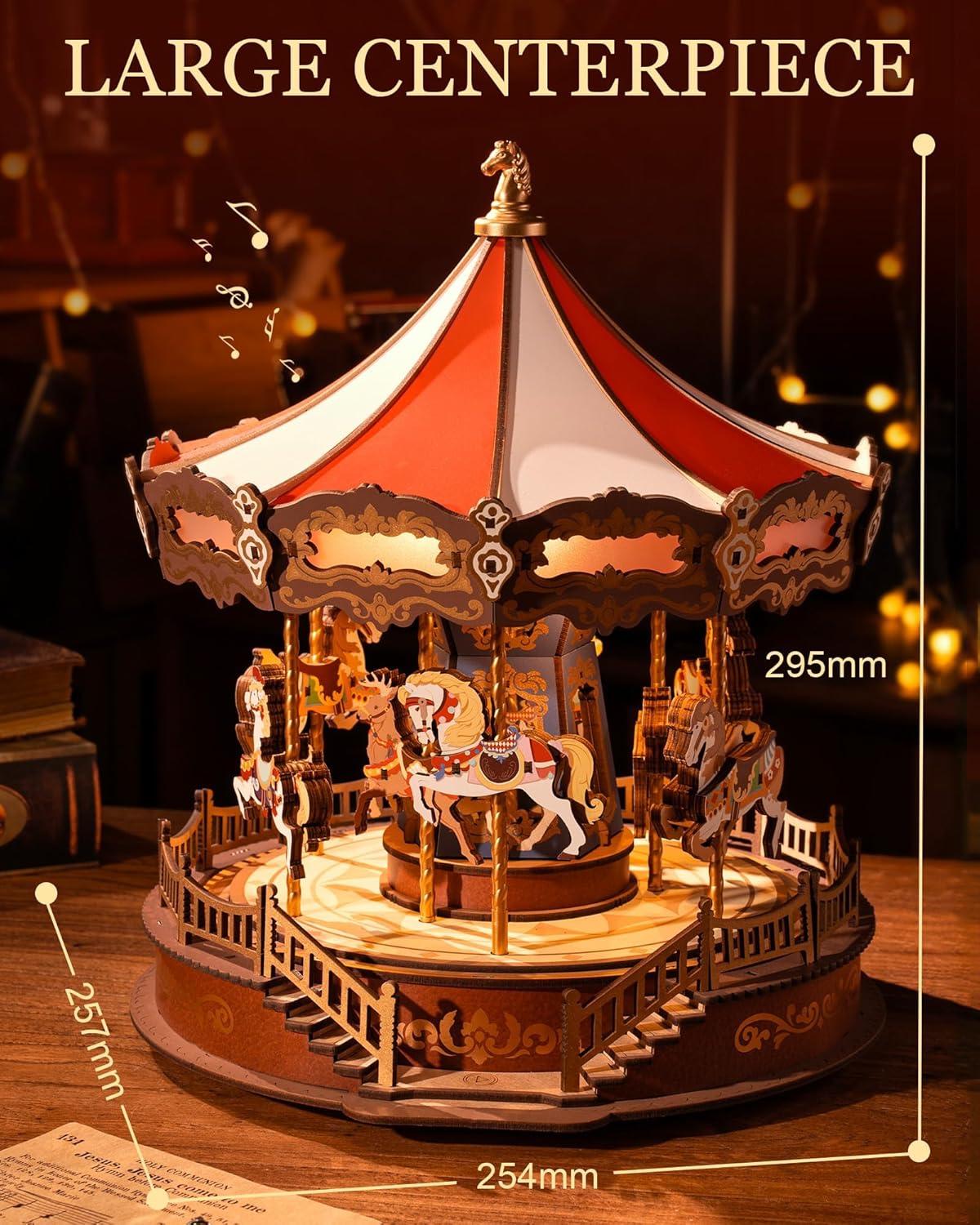 Robotime Rolife Classic Carousel 3D Wooden Puzzle AMC01