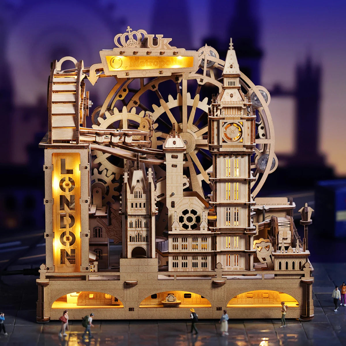 ROKR Marble Travel • London Marble Run Wooden 3D Puzzle - EGB01 | Mechanical Model Kit with Iconic Landmarks