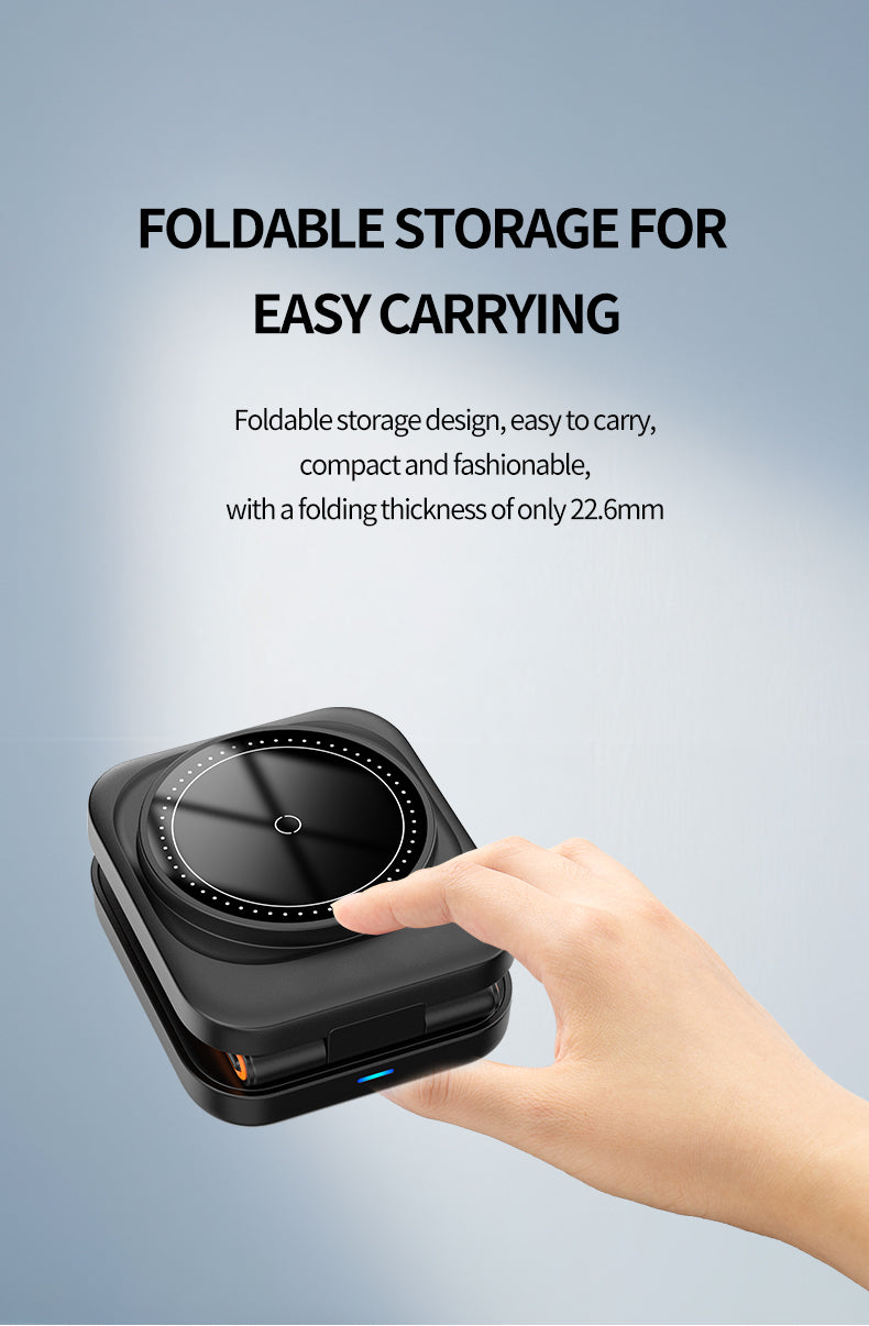 Foldable Magnetic Wireless Charger 3 in 1 multifunction charging stander holder BLACK