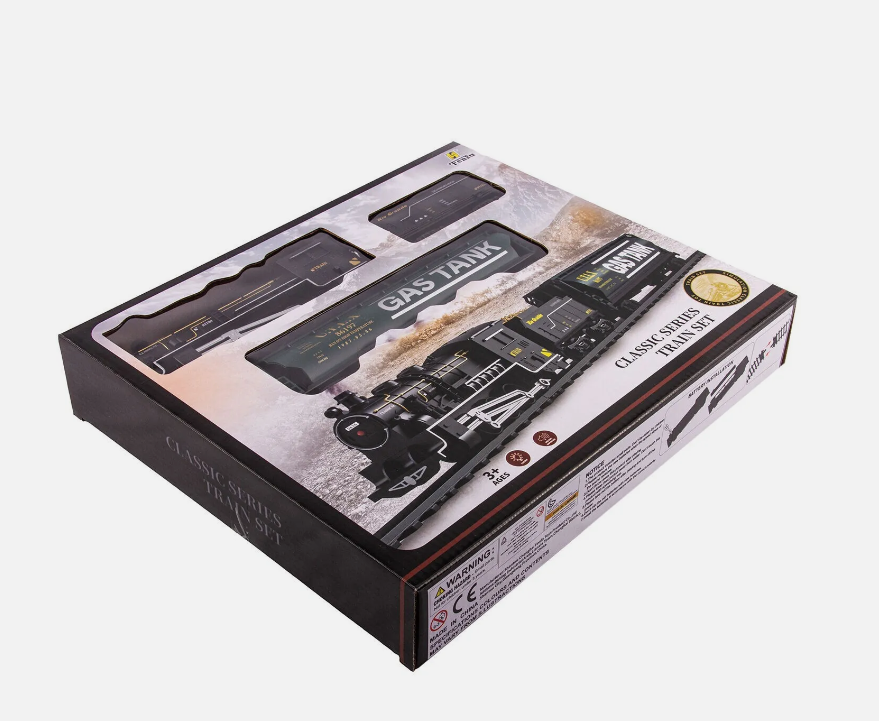 Retro Railroad Train Set with Sound Light Steam Train Locomotive Gas Tank Round 744mm