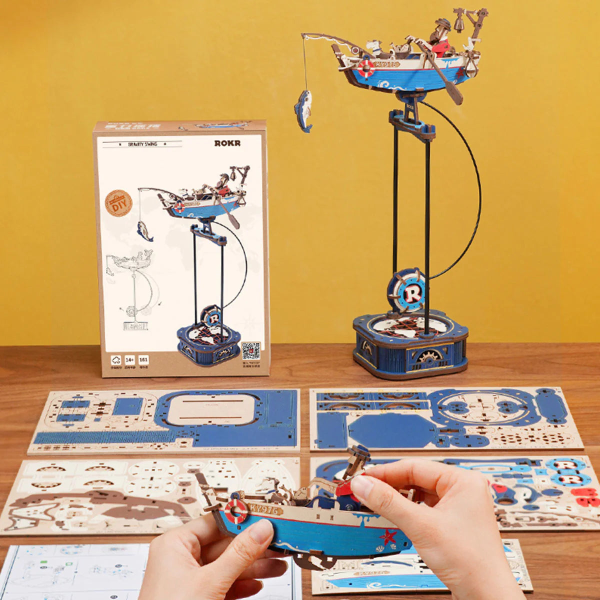 ROKR Ocean Fisher Pendulum Balance Toy 3D Puzzle - MCD02 | Wooden Marine-Themed Kinetic Desk Toy